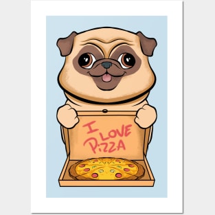 pug and pizza fun puppies lovers pizza love Posters and Art